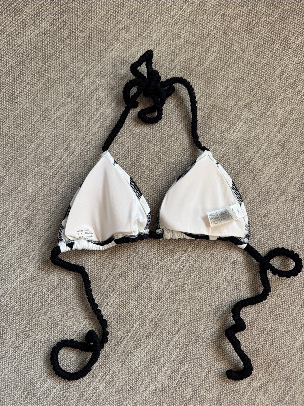 aerie Black and White Striped Triangle Bikini Top - Picture 3 of 3